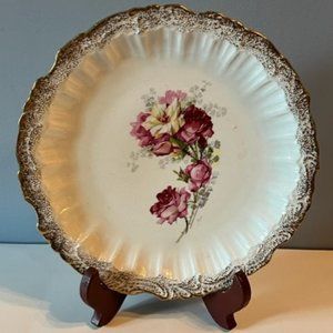 Sèvres France Porcelain Pink Roses Antique Vintage Dessert Plate